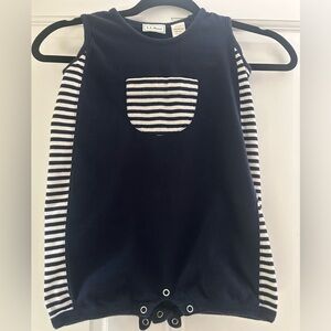 L.L Bean Navy & white stripe sleeveless onesie bodysuit size 3T